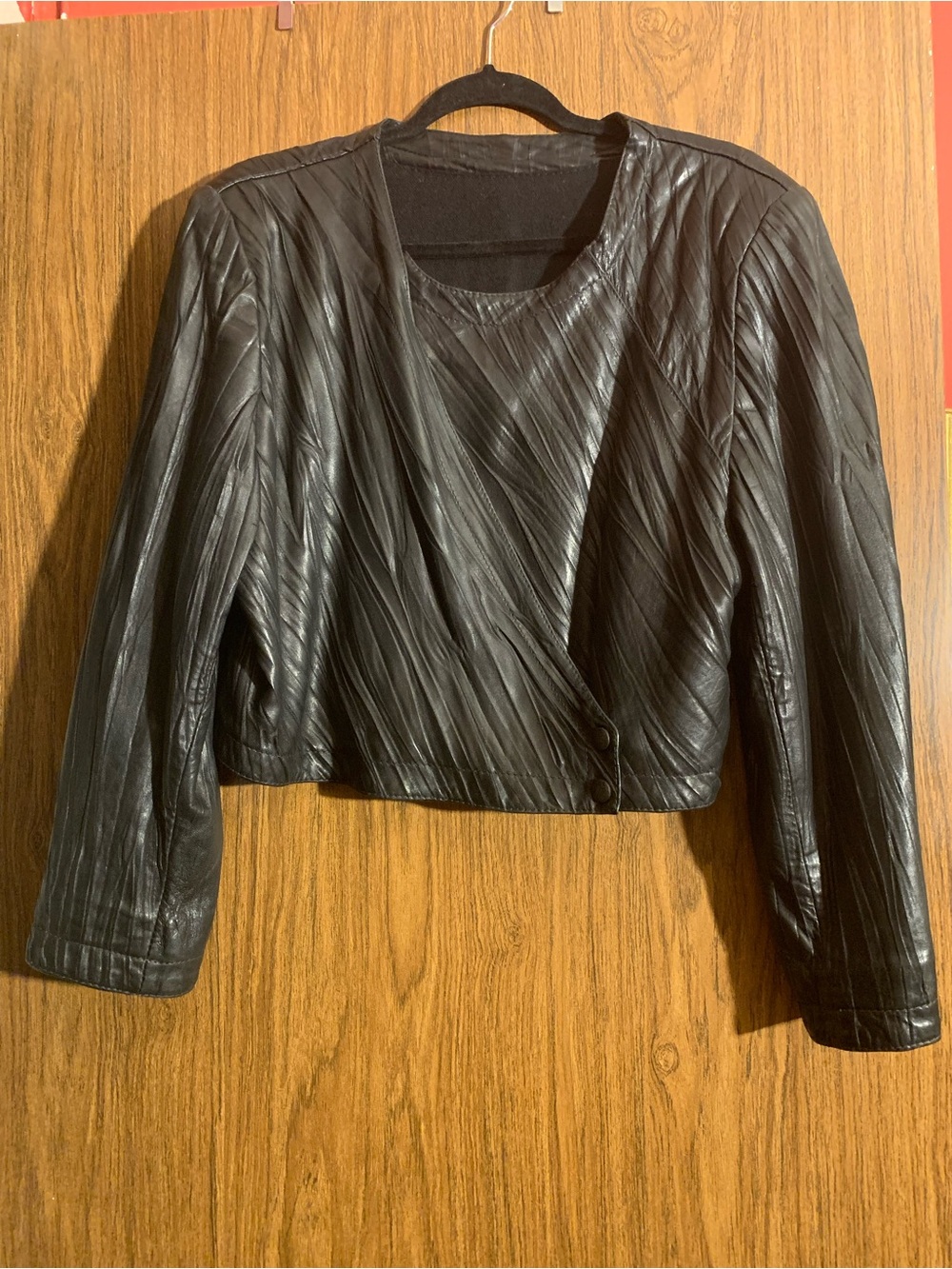 Cropped Black Quilted Leather Jacket - Women's